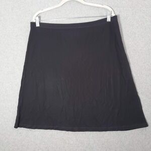 DKNY Women Skirt L Black A Line Short Slinky Jersey Knit Elastic Waist